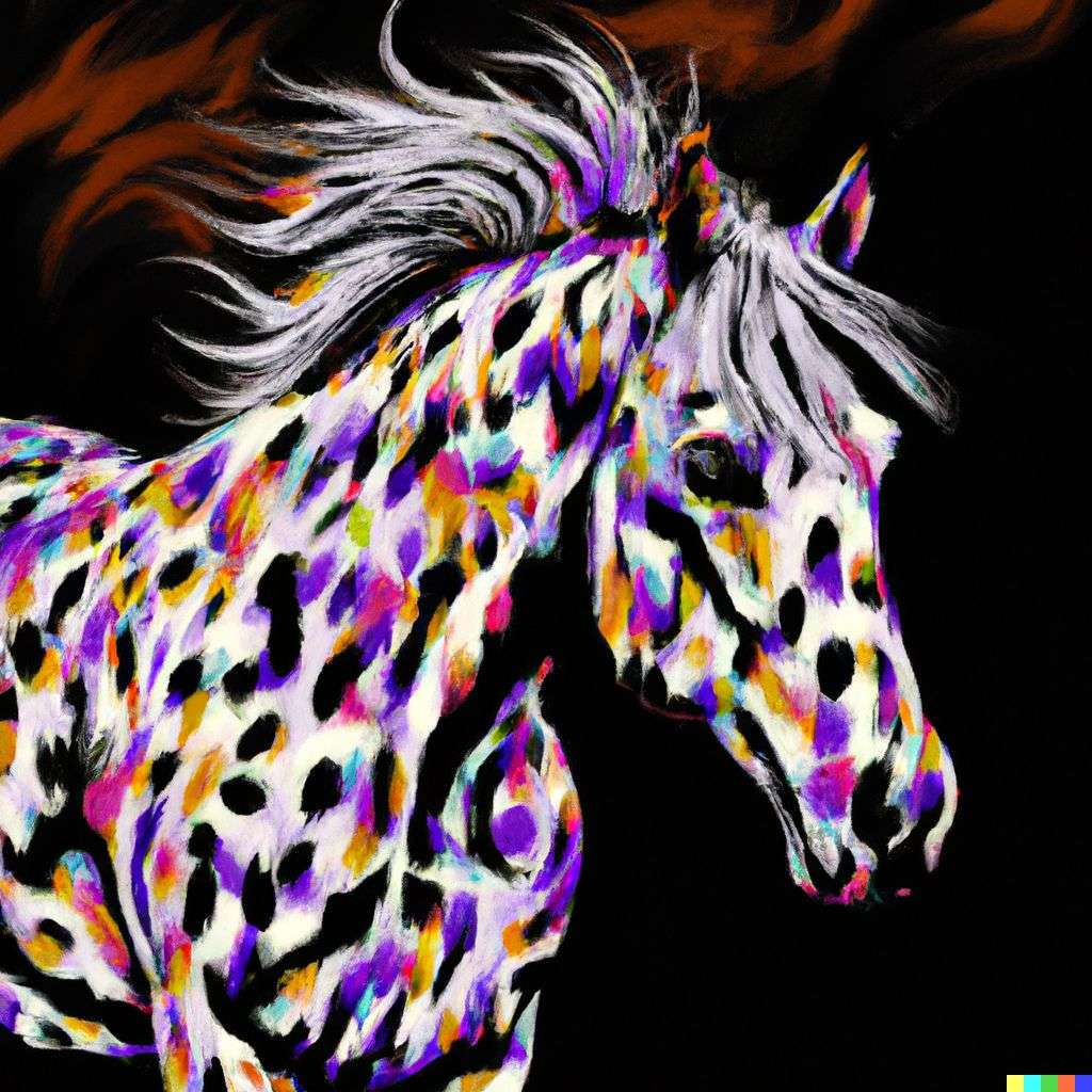 a horse, painting, two color